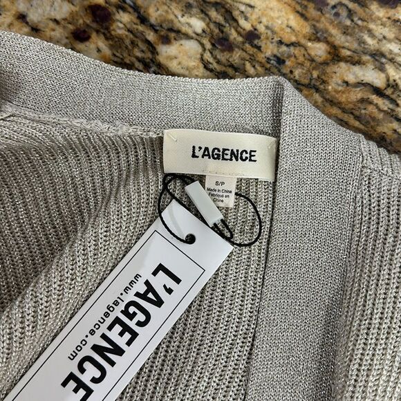 L’AGENCE Rhea Long Sleeve Longline Cardigan In Silver Size S - Picture 6 of 11